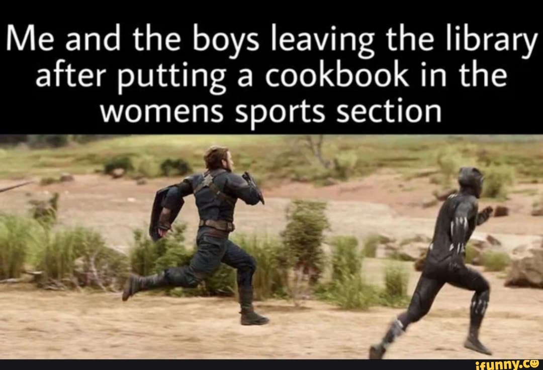 Me and the boys leaving the library after putting a cookbook in the womens sports section