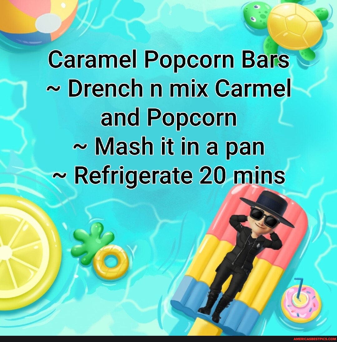 Caramel Popcorn Bars Drench n mix Carmel and Popcorn Mash it in a