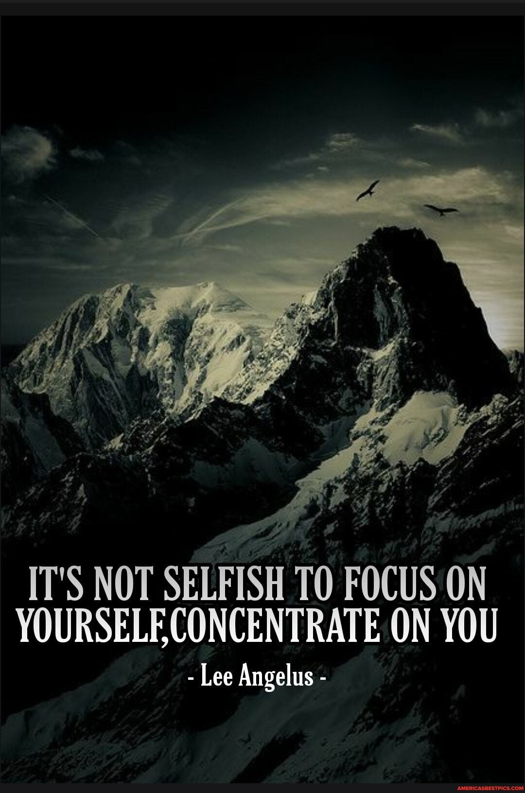 IT'S NOT SELFISH TO FOCUS ON YOURSELF CONCENTRATE ON YOU
- Lee Angelus -
