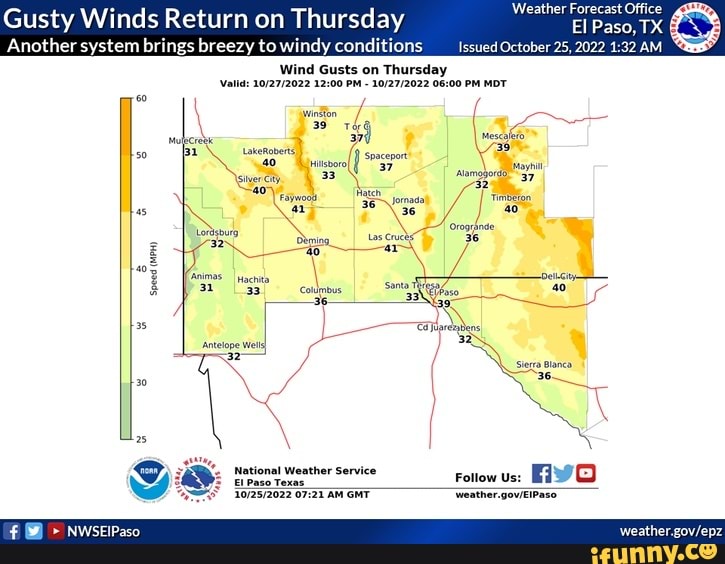El Paso, TX Another system brings breezy to windy conditions Issued