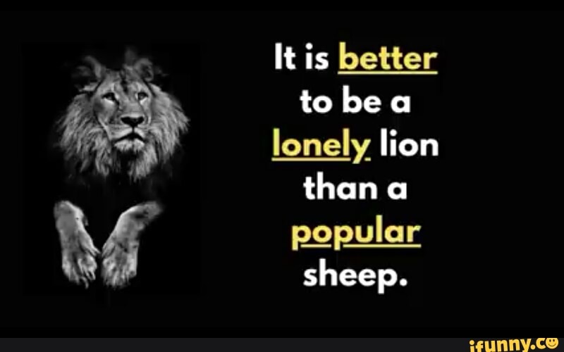 It's Better To Be Lonely Lion Than A Popular Sheep