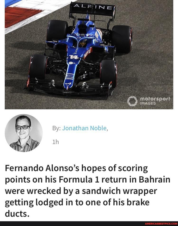 IMAGES
By: Jonathan Noble,
Fernando Alonso's hopes of scoring points on his Formula 1 return in Bahrain were wrecked by a sandwich wrapper getting lodged in to one of his brake
ducts.
