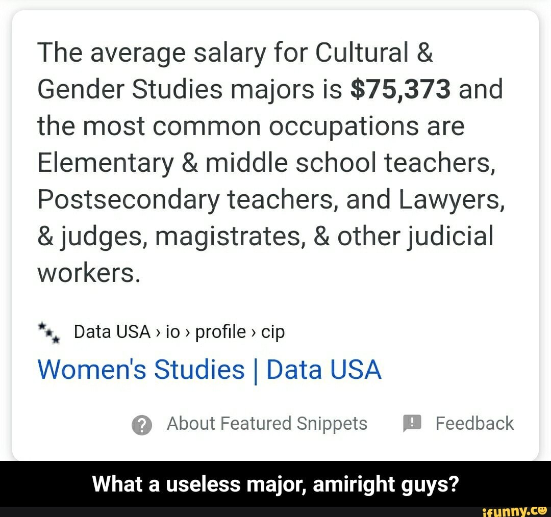 The average salary for Cultural & Gender Studies majors is 75,373 and