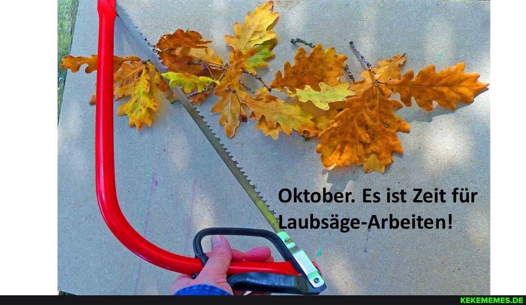 Okto be r. Es ist Zeit für-.
"tlaubsäge-Arbeiten!