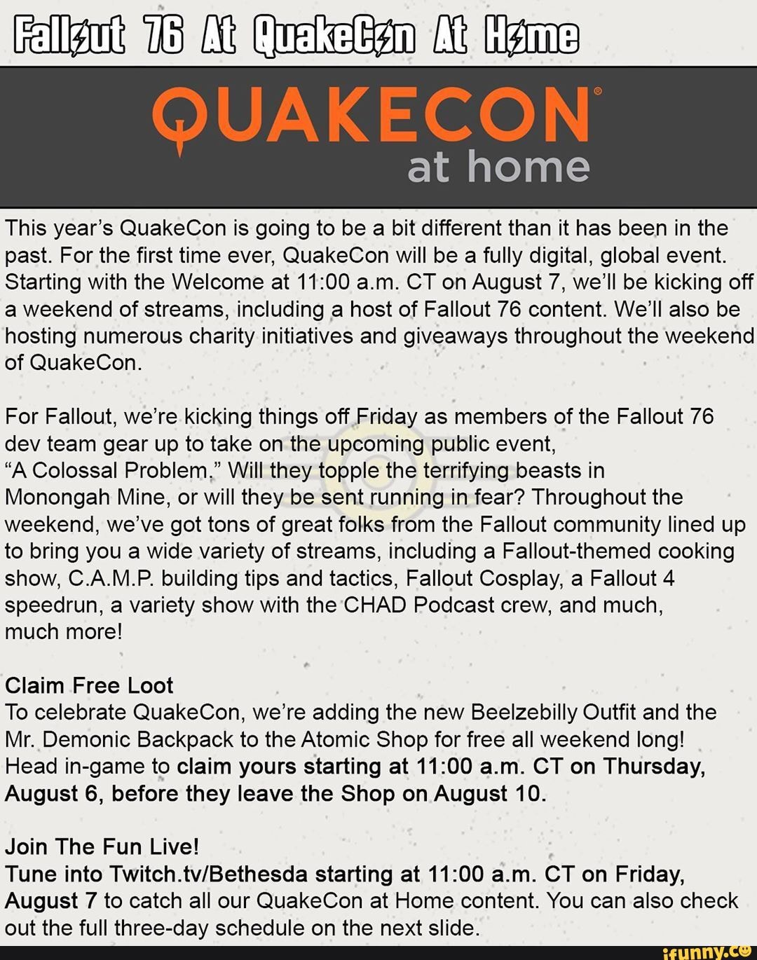 Quake goes free for this weekend's QuakeCon At Home