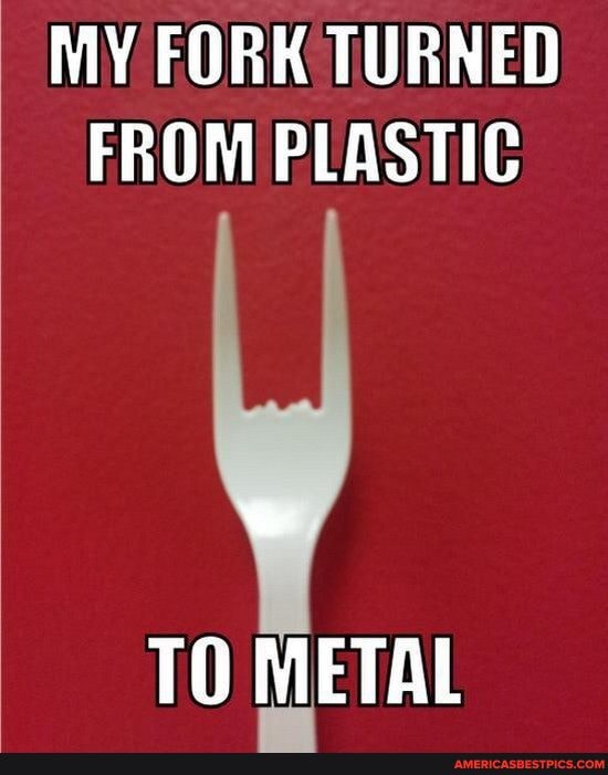 MY FORK TURNED FROM PLASTIC
TO METAL