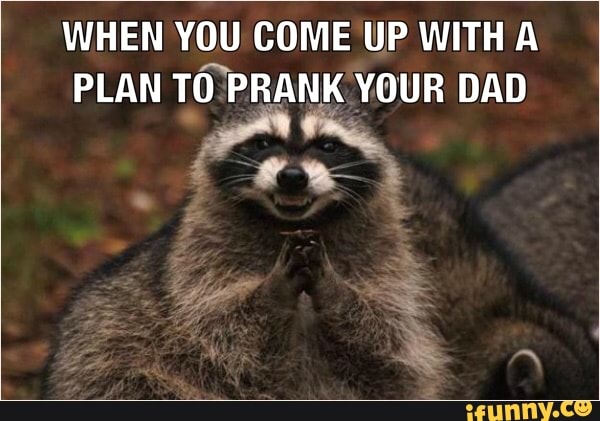 WHEN YOU COME UP WITH A
PLAN TO' PRANK YOUR DAD
