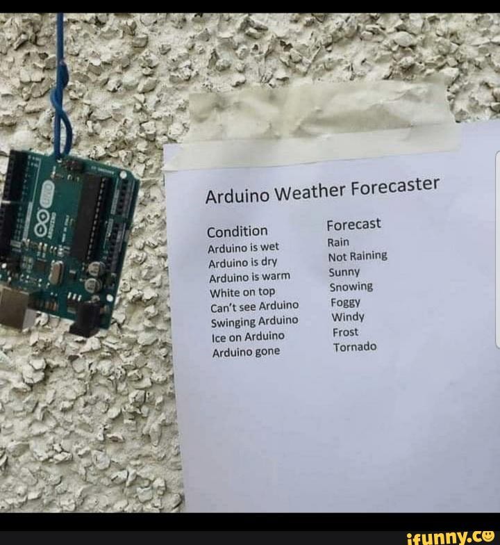 Condition Arduino is wet Arduino is dry Arduino is warm White on top ...