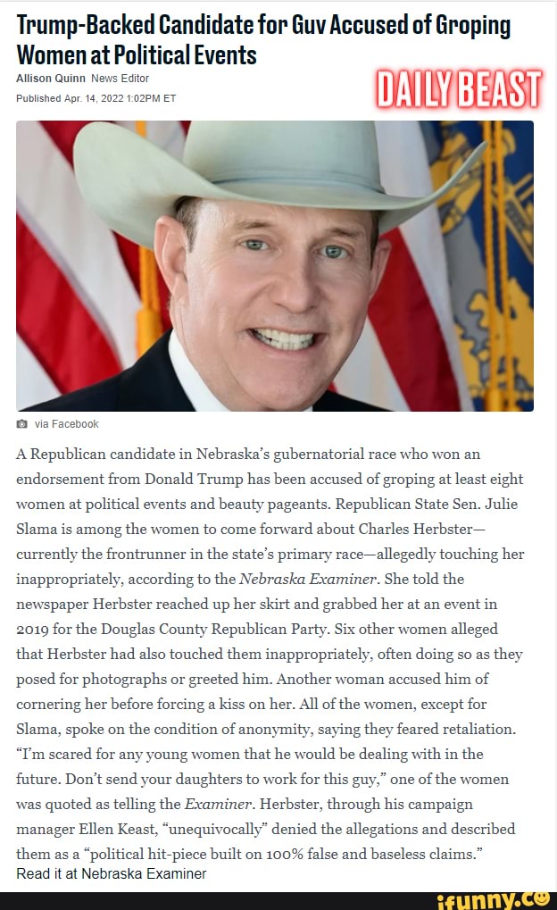 TrumpBacked Candidate for Guv Accused of Groping Women at Political