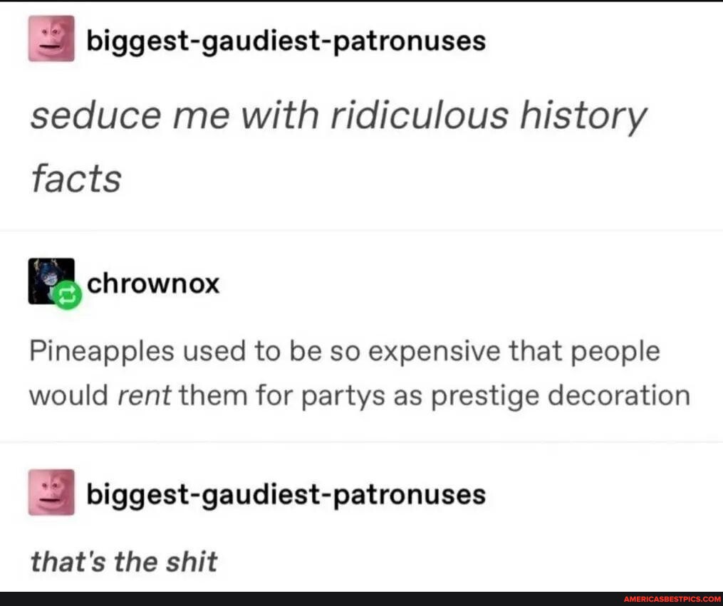N/A seduce me with ridiculous history facts chrownox Pineapples used