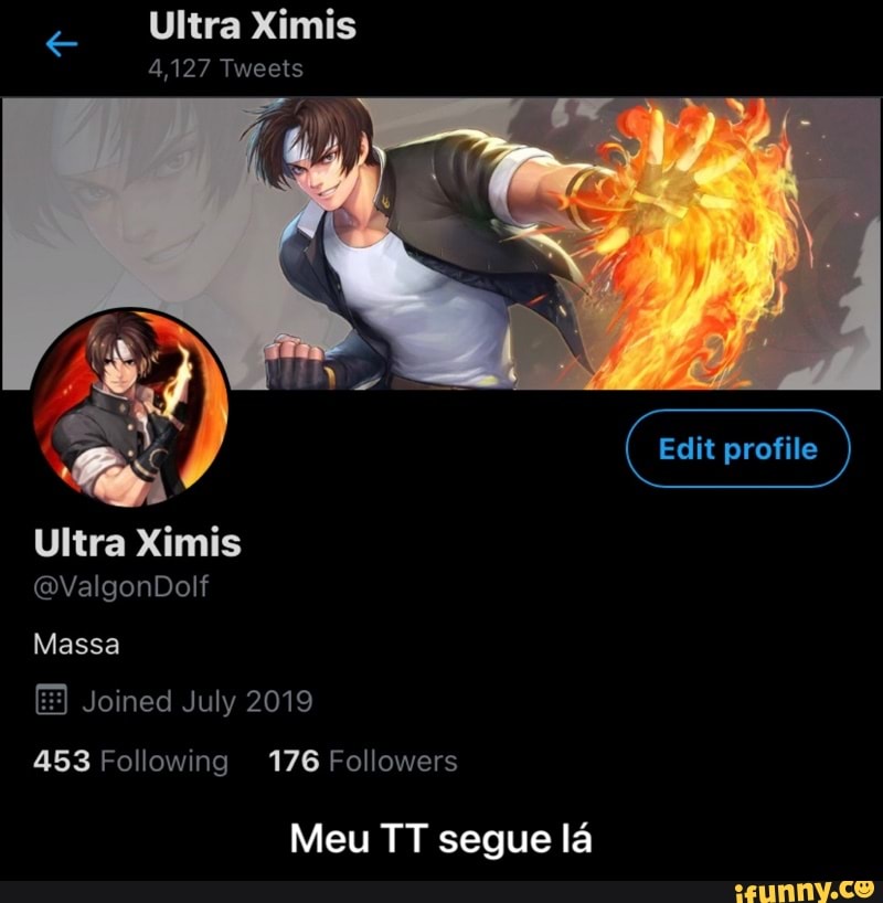 Ultra Ximis
4,127 Tweets
7
Edit profile
Ultra Ximis
@ValgonDolf
Massa
Joined July 2019
453 Following 176 Followers
Meu TT segue la - Meu TT segue lá