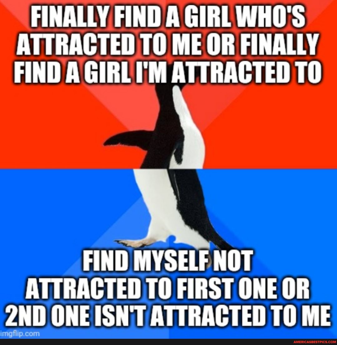 FINALLY FIND A GIRL WHO'S ATTRACTED TO ME OR FINALLY FIND A GIRL I'M ATTRACTED TO
FIND MYSELF NOT ATTRACTED TO FIRST ONE OR ONE ISN'T ATTRACTED TO ME
