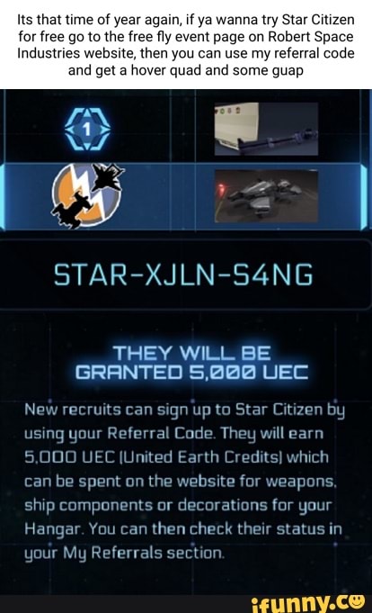 Its that time of year again, if ya wanna try Star Citizen for free go to