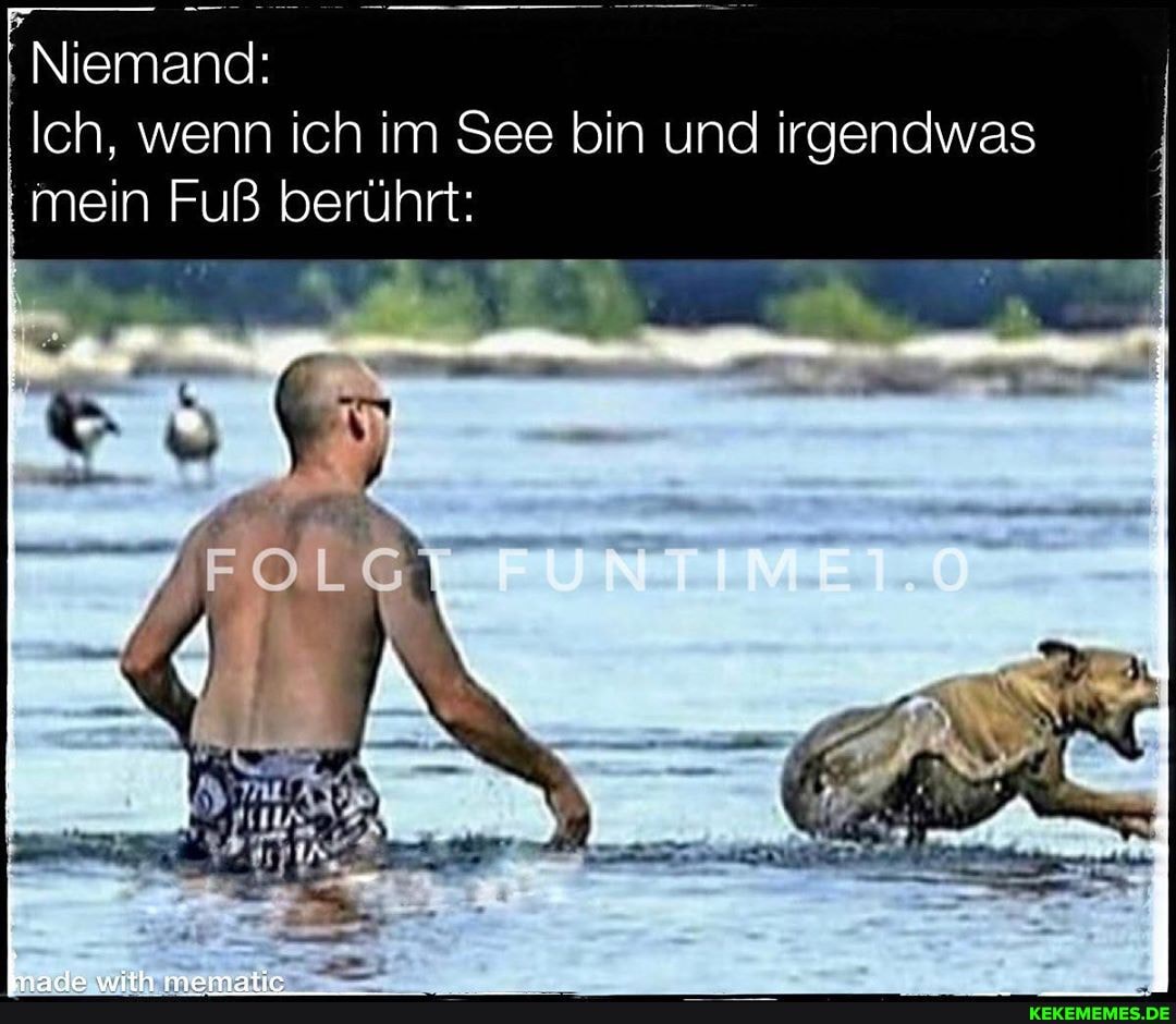 Niemand:
Ich, wenn ich im See bin und irgendwas
mein Fuß berührt: