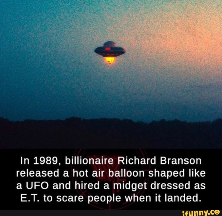 In 1989, billionaire Richard Branson released a hot air balloon shaped