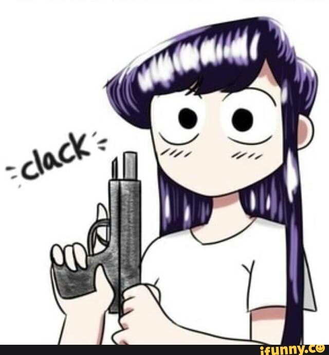 komi, komisan, komisanwakomyushoudesu, glock, reactionimage