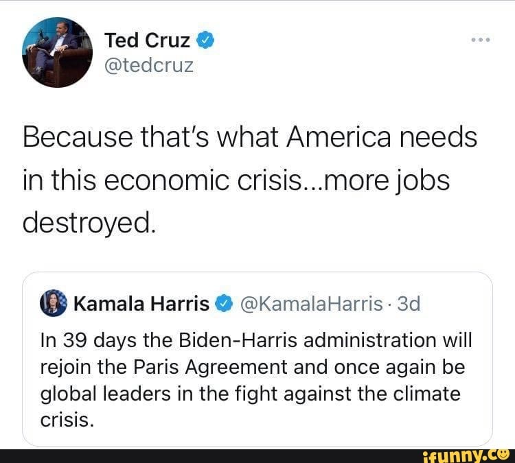 @tedcruz Because That's What America Needs In This Economic Crisis ...