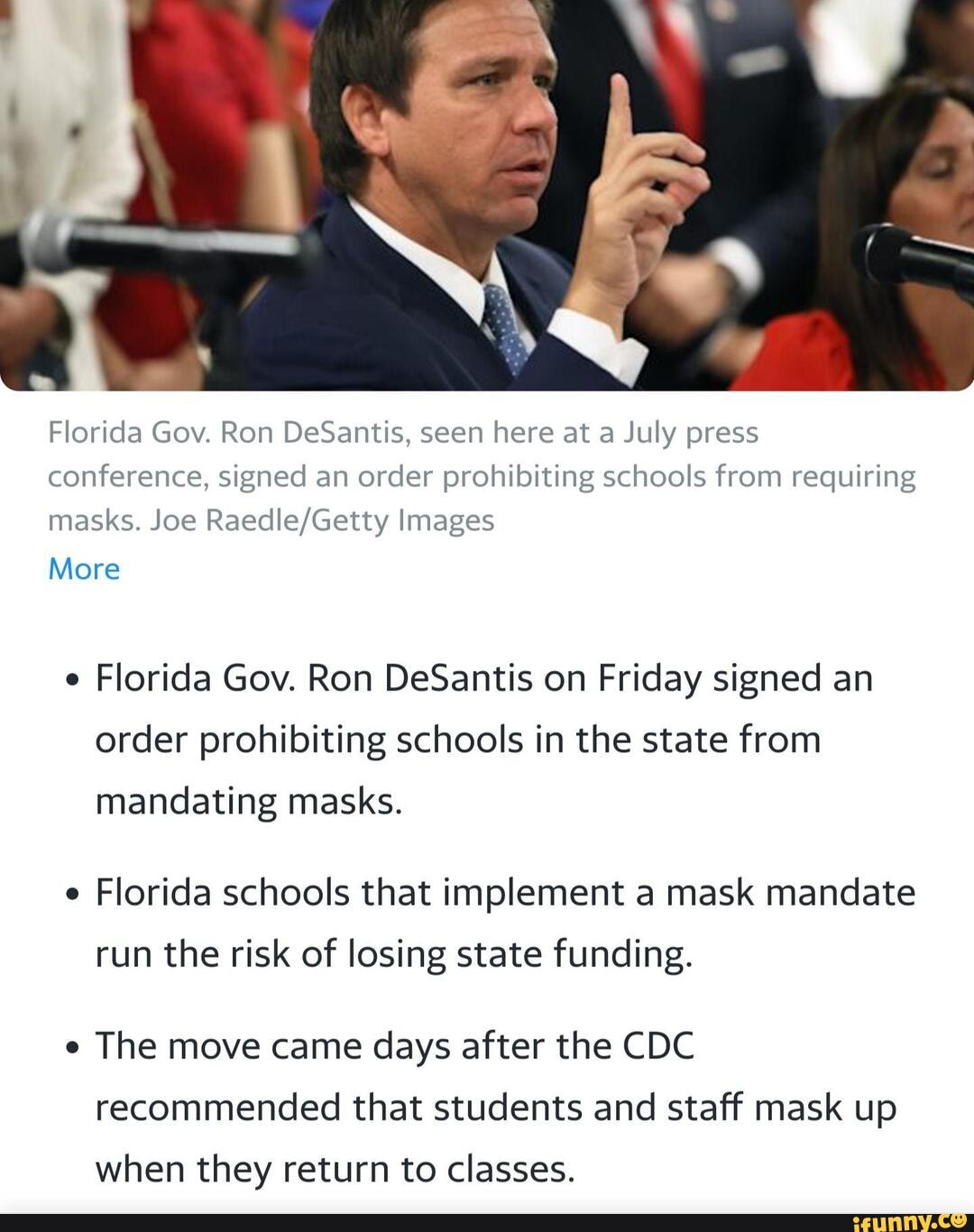 Politics Over People Florida Gov Ron Desantis Seen Here At A July Press Conference Signed