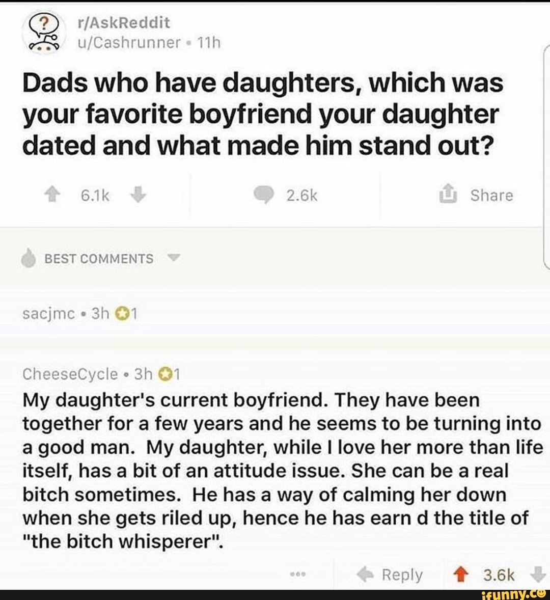 Dads who have daughters, which was your favorite boyfriend your