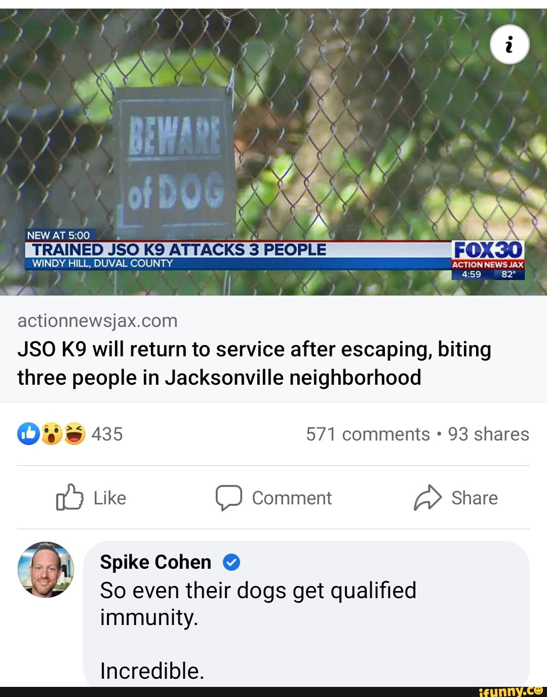 NEW AT TRAINED ISO ATTACKS 3 PEOPLE. WINDY HILL, DUVAL COUNTY ACTION