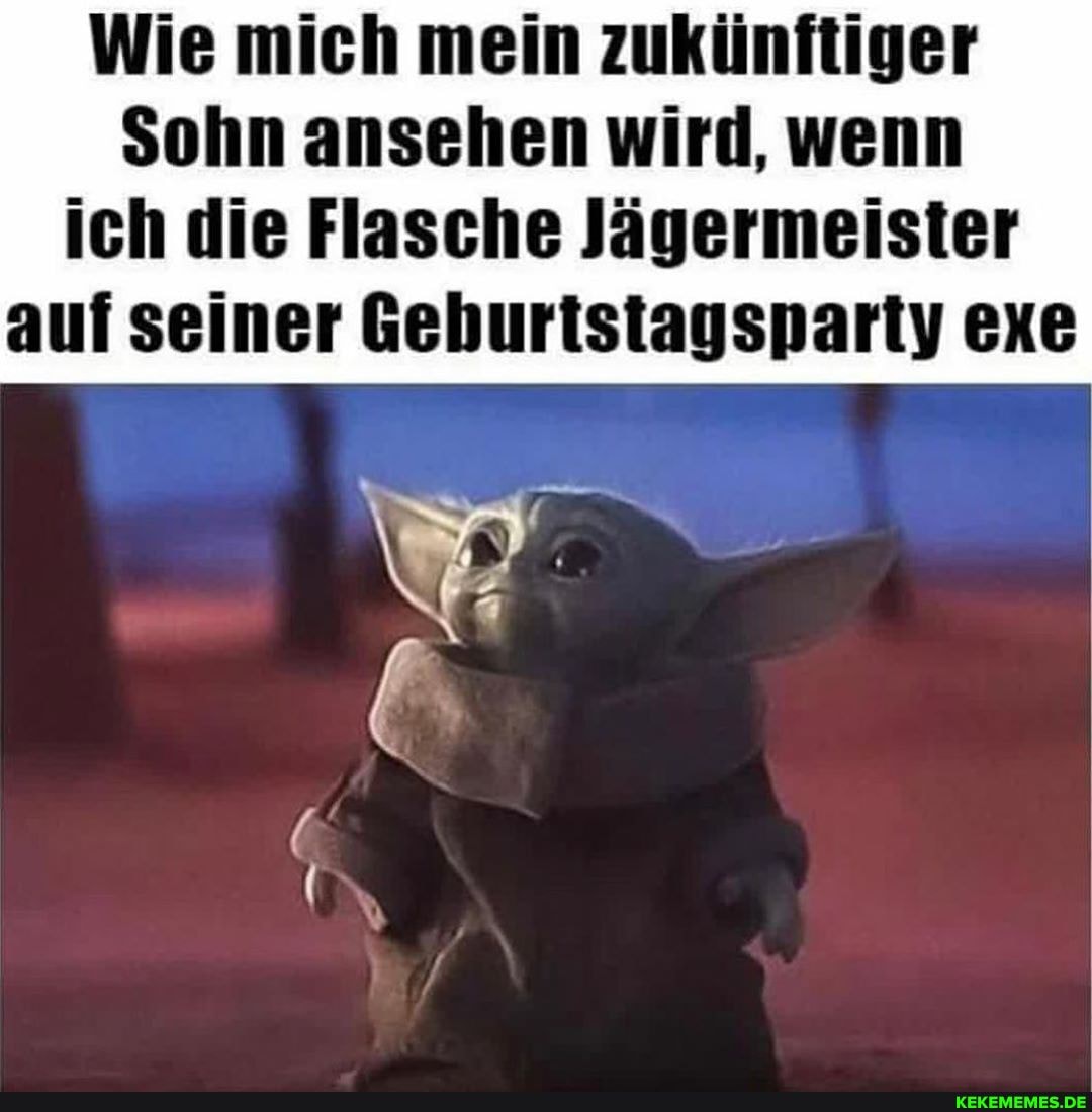 Wie mich mein zukünftiger
Sohn ansehen wird, wenn
ich die Flasche Jägermeister auf seiner Geburtstagsparty exe