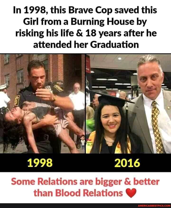 In 1998, this Brave Cop saved this
Girl from a Burning House by risking his life & 18 years after he attended her Graduation
1998 2016
Some Relations are bigger & better than Blood Relations
