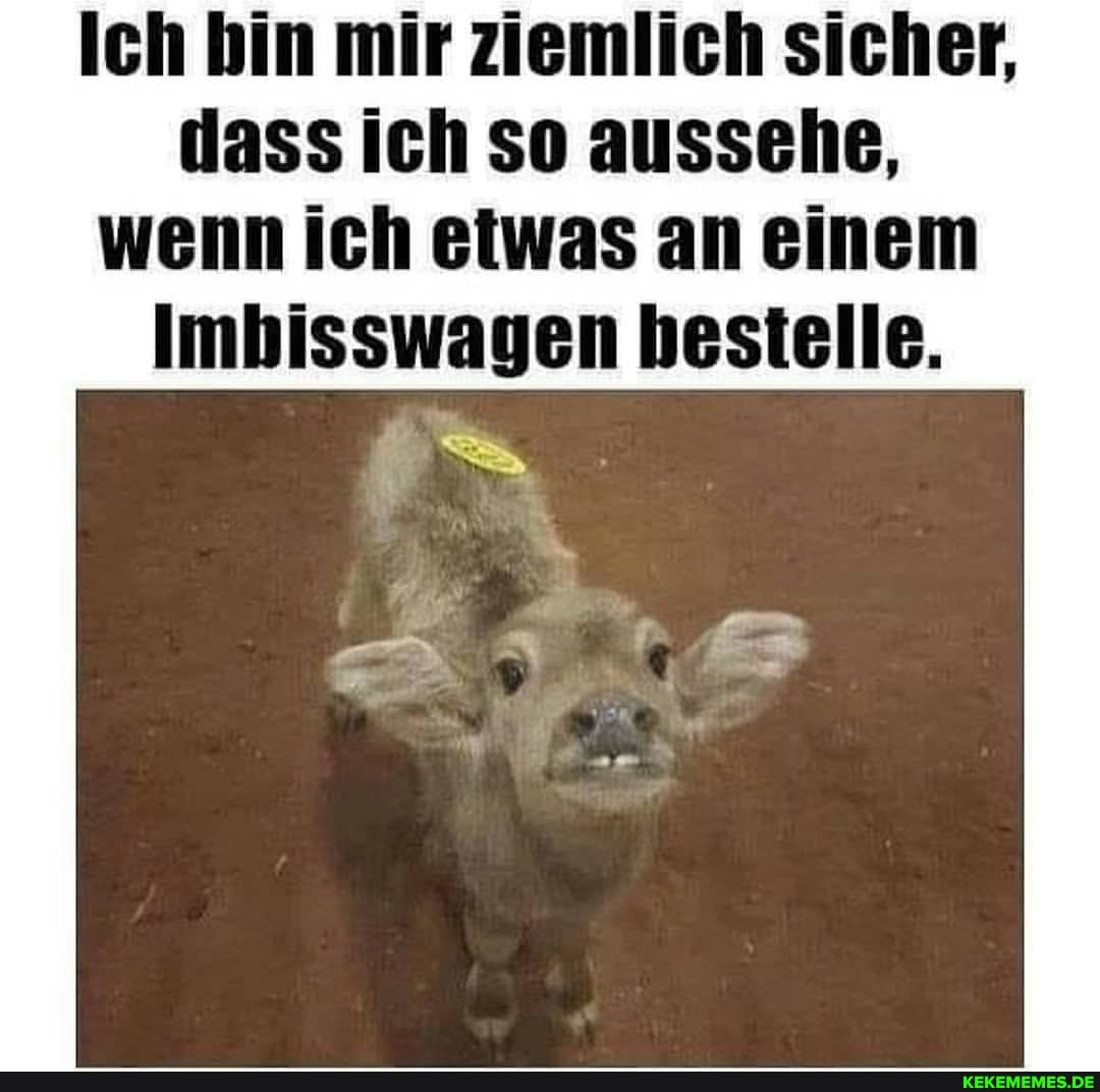 Ich hin mir ziemlich sicher, dass ich so aussehe, wenn ich etwas an einem
Imbisswagen hestelle.