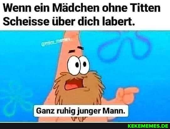 Wenn ein Mädchen ohne Titten
Scheisse über dich labert.
Ganz ruhig junger Mann.