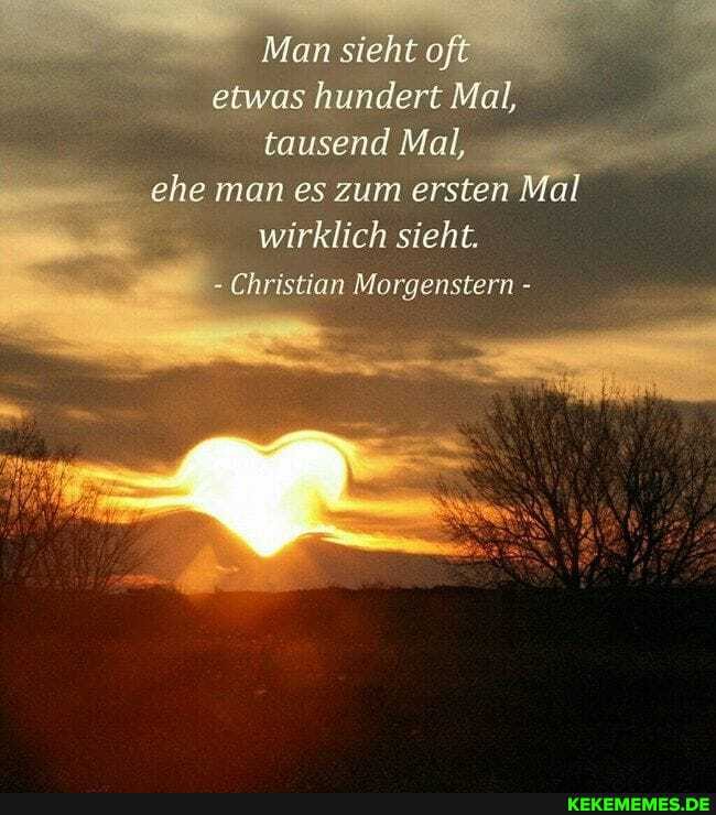 Man sieht oft: etwas hundert Mal, tausend Mal, ehe man es zum ersten Mal wirklich sieht.
Christian Morgenstern -