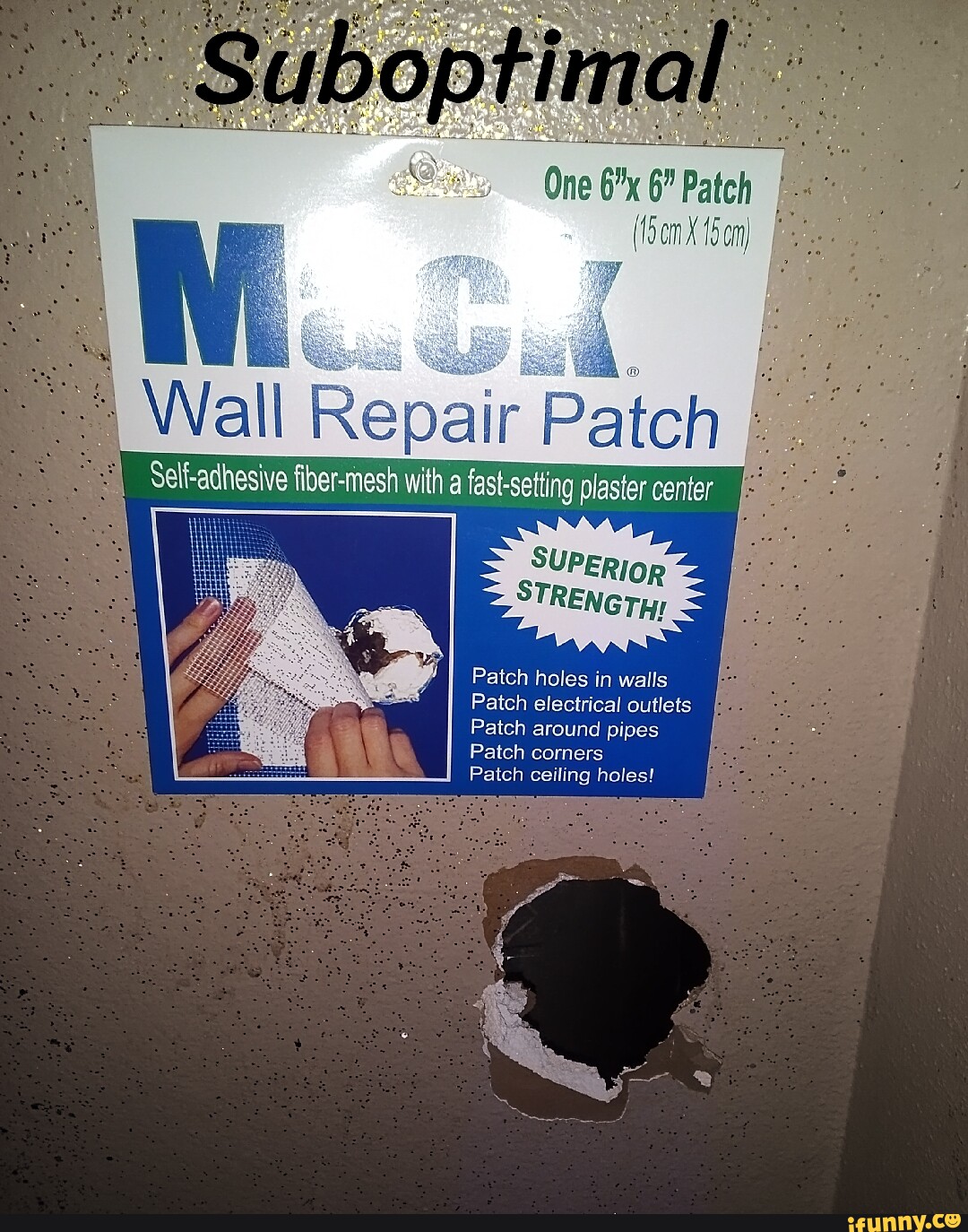 One 6" Patch Wall Repair Patch Selfadhesive fibermesh with ling