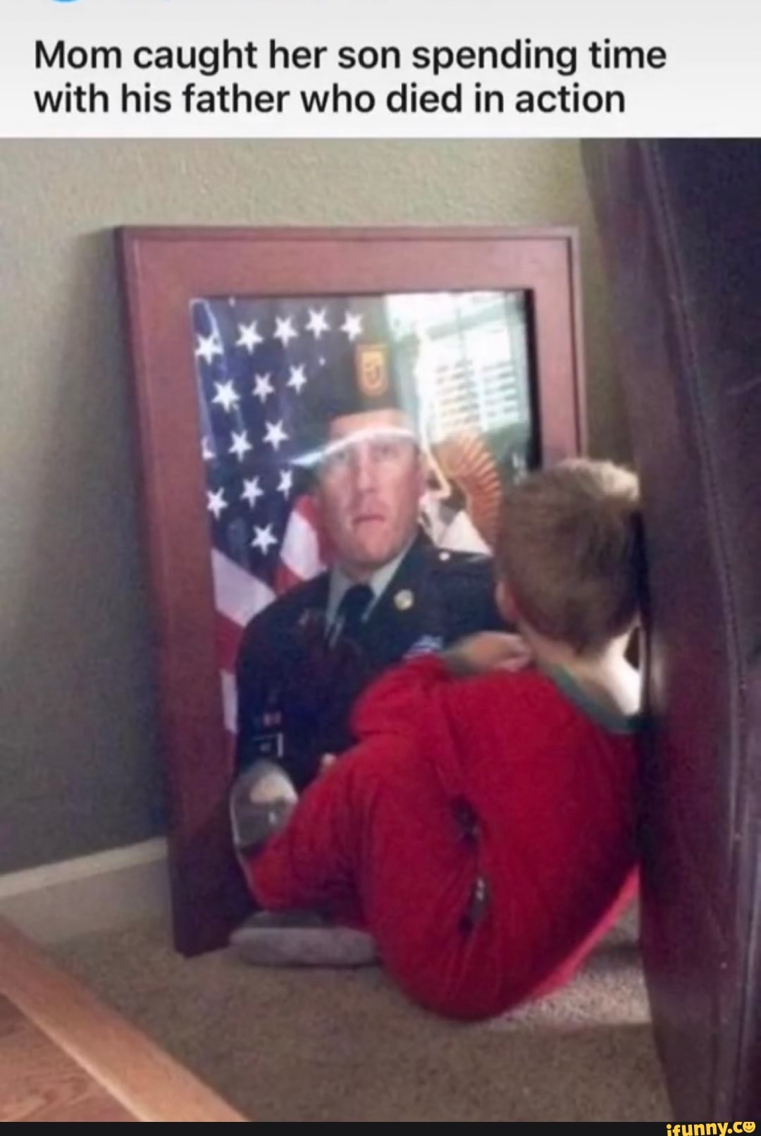 Mom caught her son spending time with his father who died in action