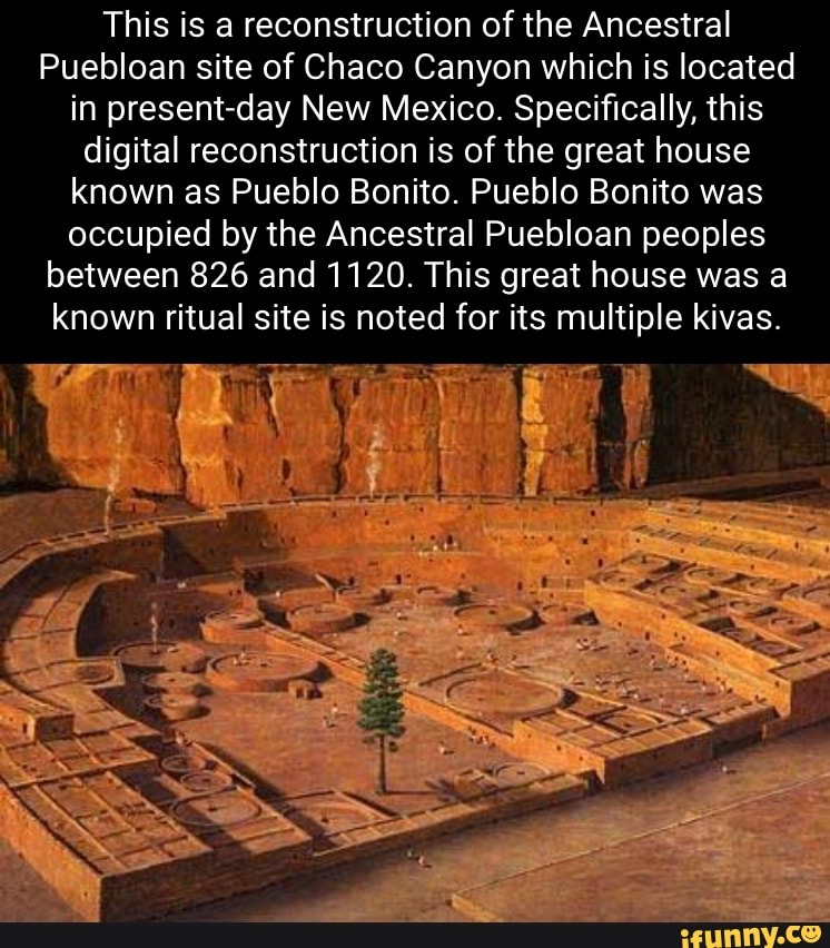 This is a reconstruction of the Ancestral Puebloan site of Chaco Canyon ...