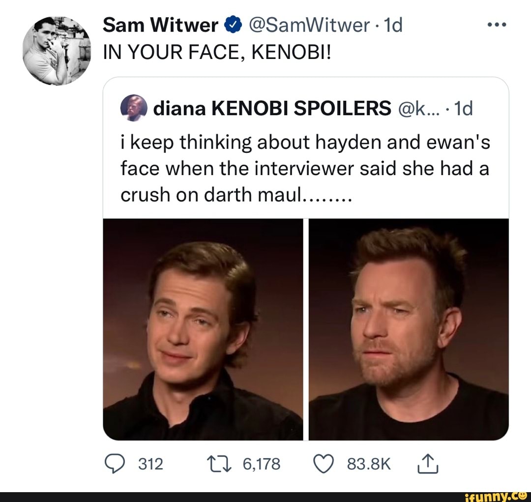 Sam Witwer @ @SamWitwer - id IN YOUR FACE, KENO diana KENOBI SPOILERS ...