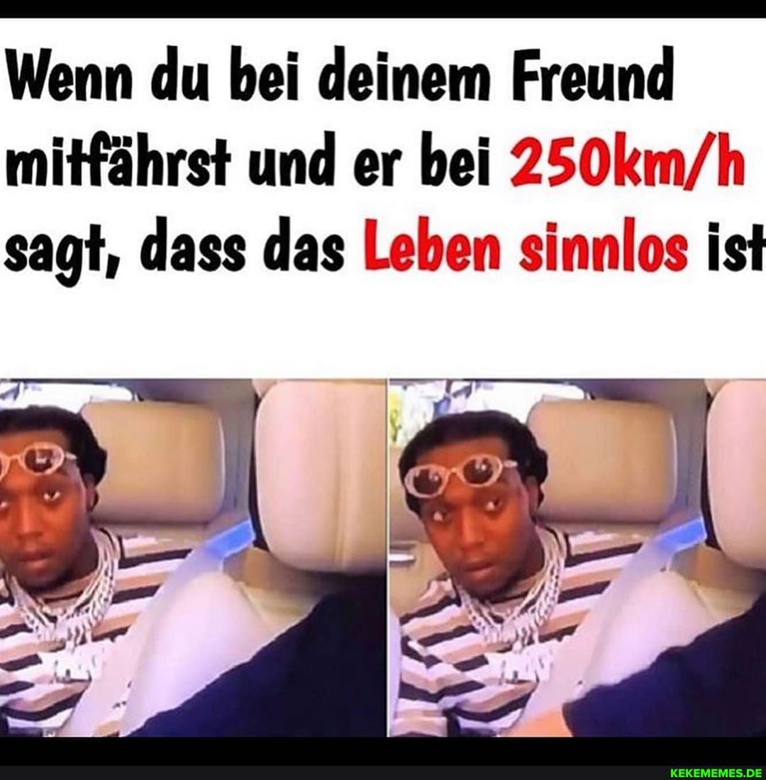 Wenn du bei deinem Freund mitfährst und er bei 250km sagt, dass das Leben sinnlos ist