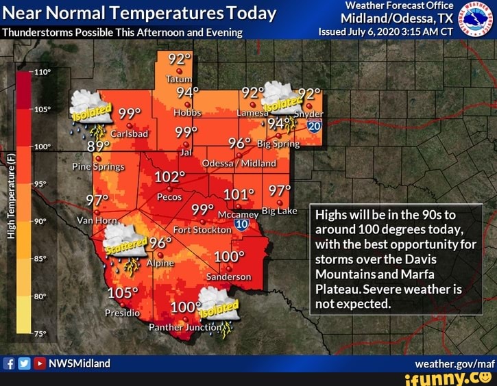 Weather Forecast Office Near Normal Temperatures Today Midland/Odessa