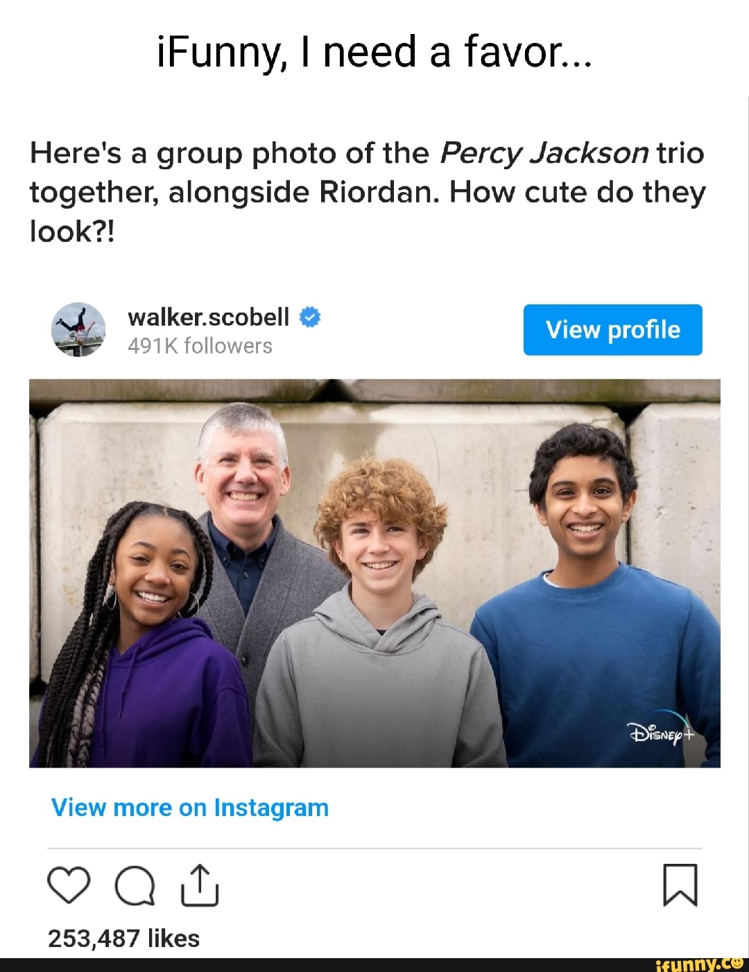 Here's a group photo of the Percy Jackson trio together, alongside ...