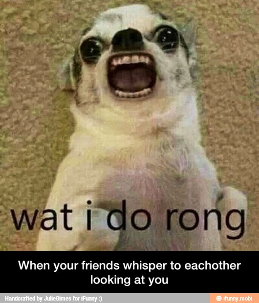 When your friends whisper to eachother
looking at you - When your friends whisper to eachother looking at you