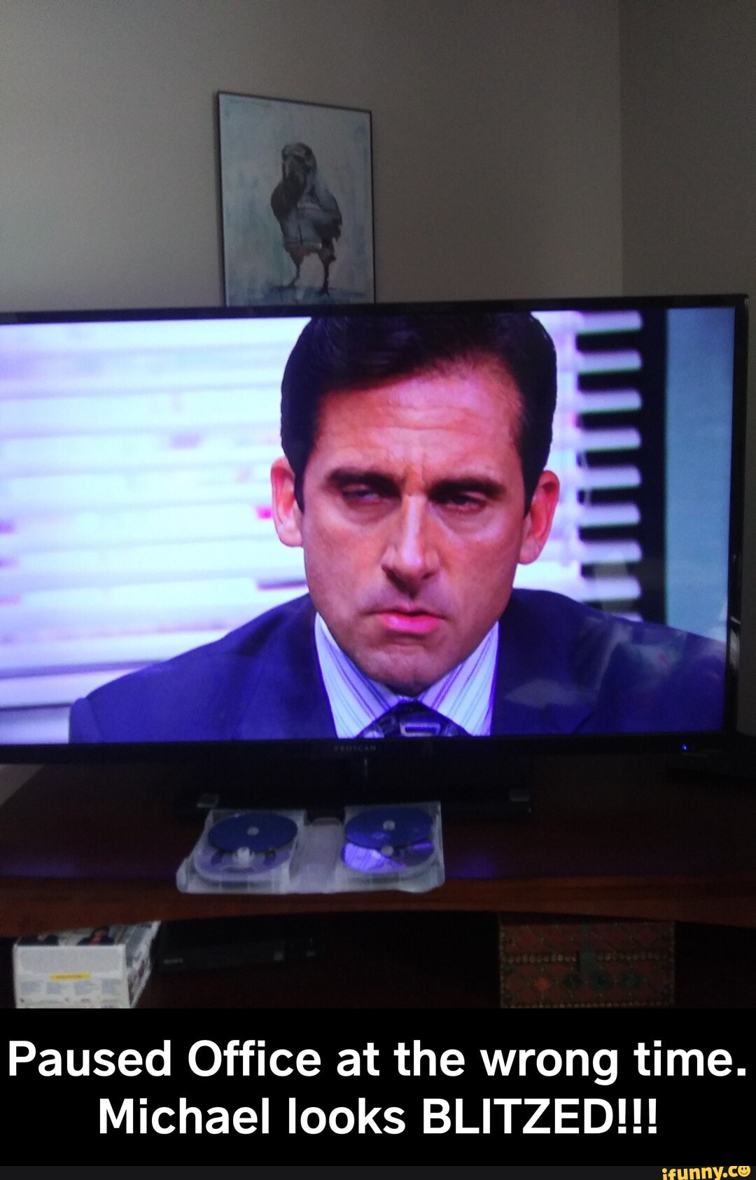 Paused Office at the wrong time. Michael looks BLITZED!!! Paused Office at the wrong time