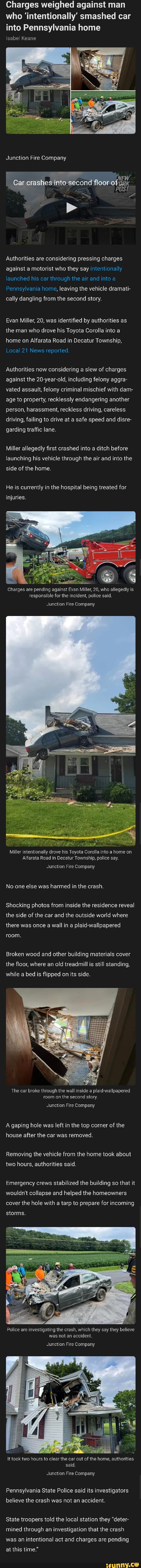 Car crashes into 2nd floor of home in Decatur Township, Pennsylvania