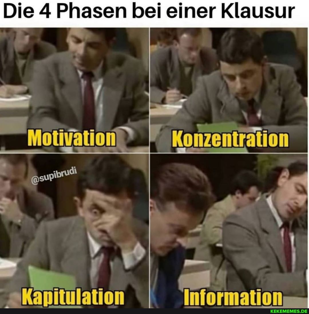 Die 4 Phasen bei einer Klausur