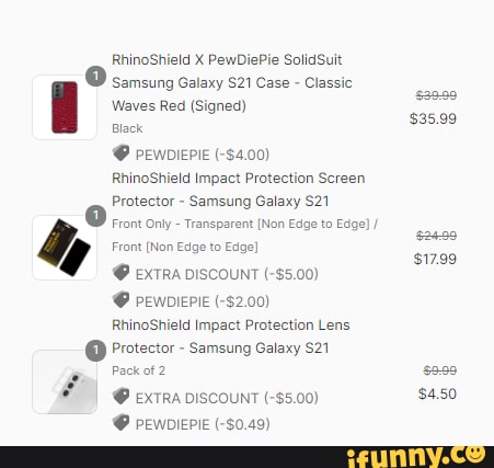 RhinoShield X PewDiePie SolidSuit 'Samsung Galaxy $21 Case - Classic Waves  Red (Signed) PEWDIEPIE (-$) Black