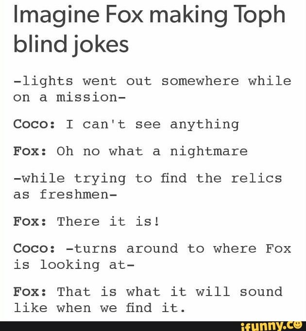 Imagine Fox making Toph blindjokes -1ights went out somewhere while on ...