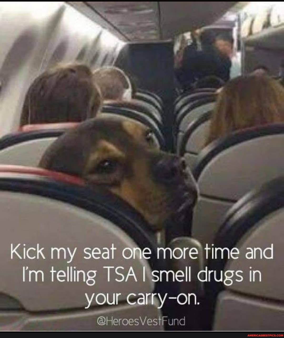 Kick my seat seat one more time and telling TSA smell drugs in your Cay -On.
@Heroes VestFund