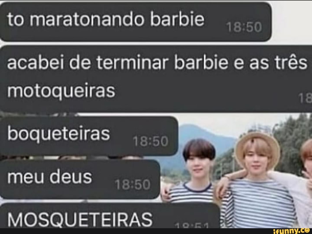 to maratonando barbie
acabei de terminar barbie e as três motoqueiras
boqueteiras
meu deus
MOSQUETEIRAS