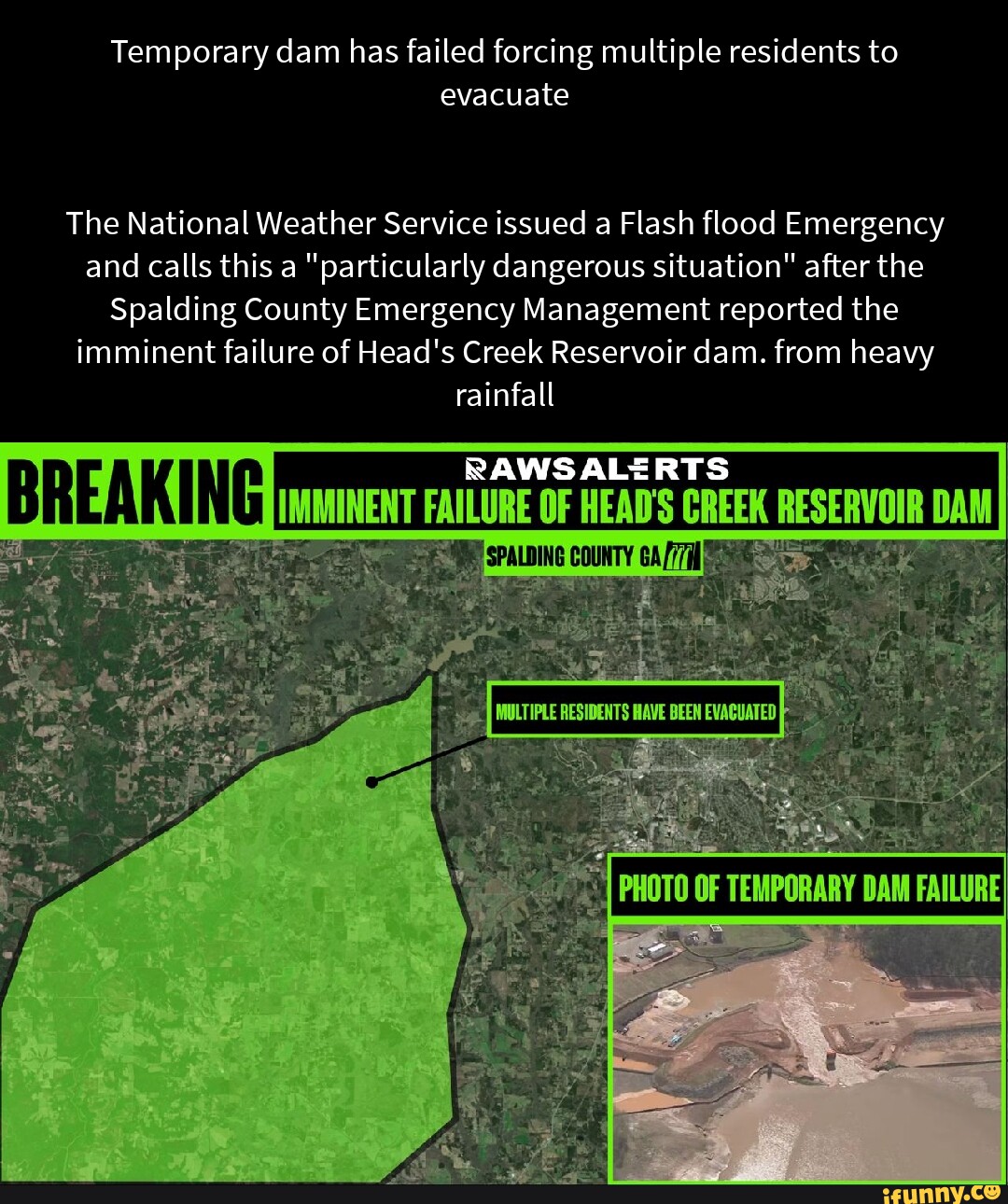 Temporary dam has failed forcing multiple residents to evacuate The National Weather Service