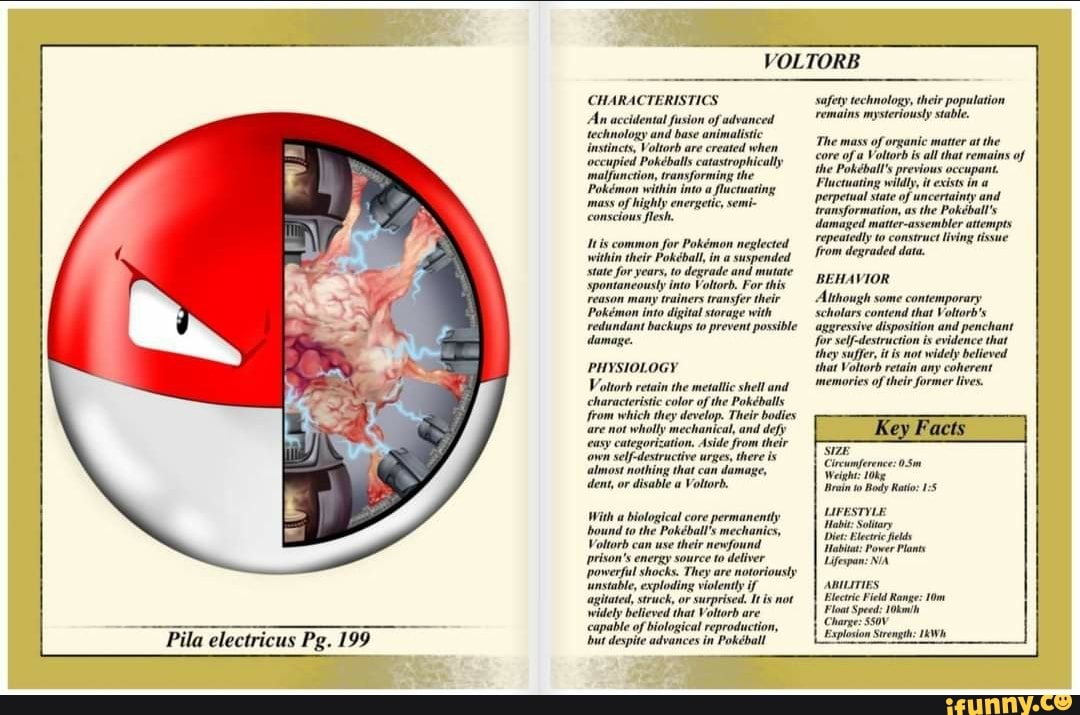 VOLTORB CHARACTERISTIC An accidental fusion of advanced technology and