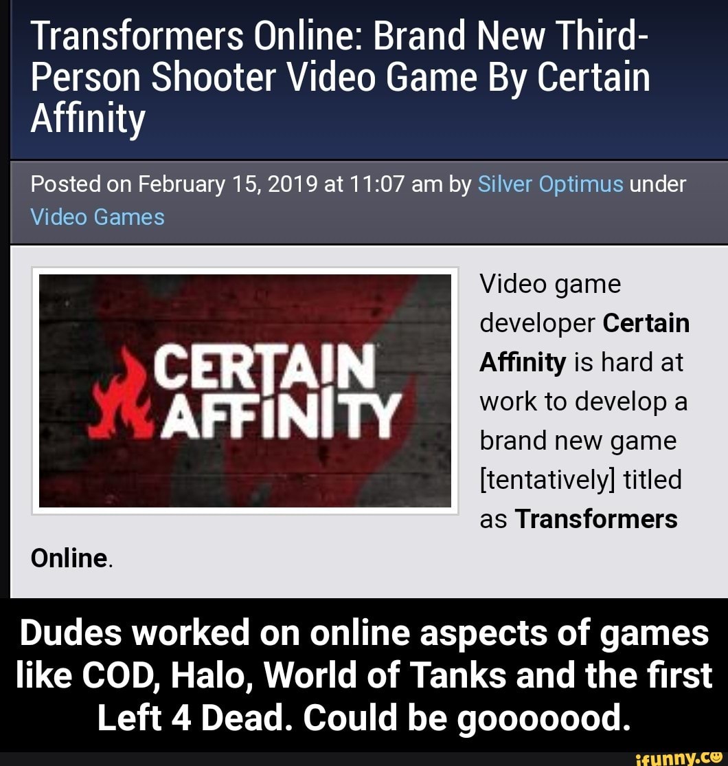 new transformers game certain affinity
