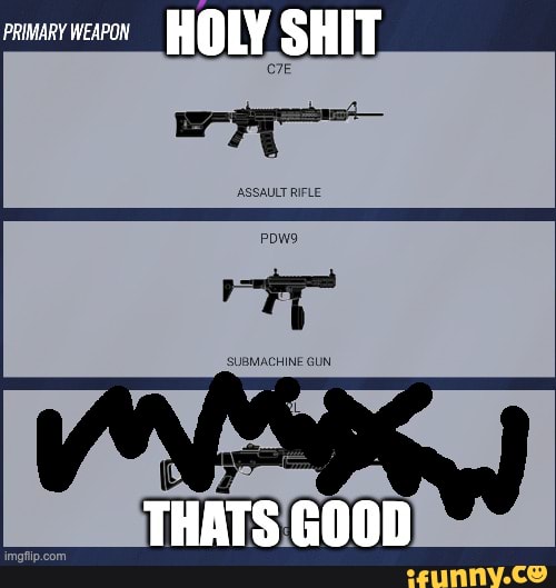 PRIMARY WEAPON H Oly SH IT 'ASSAULT RIFLE 'SUBMACHINE GUN THATS - iFunny