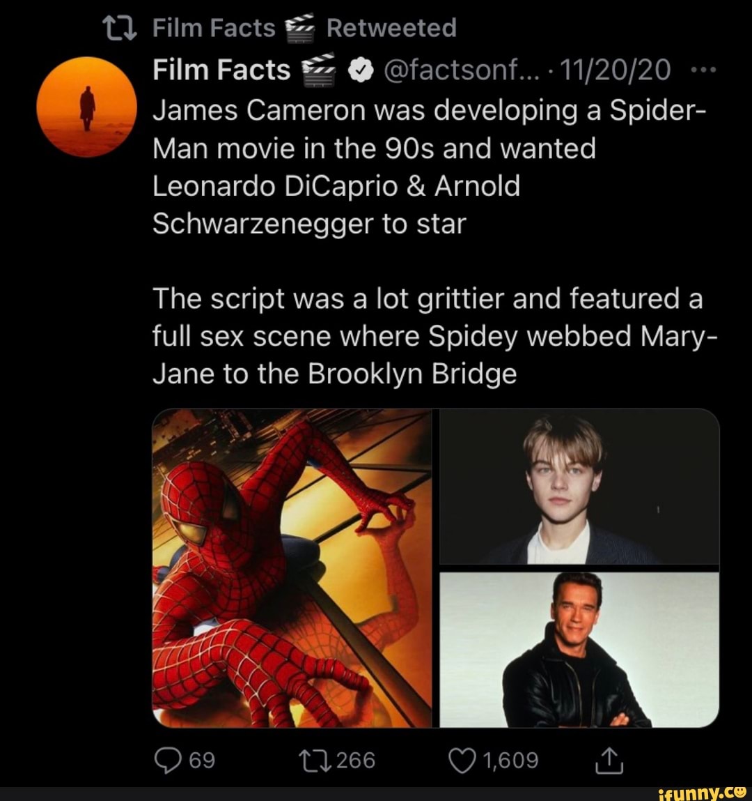 Film Facts Retweeted Film Facts @factsonf...- James Cameron was developing  a Spider- Man movie in the