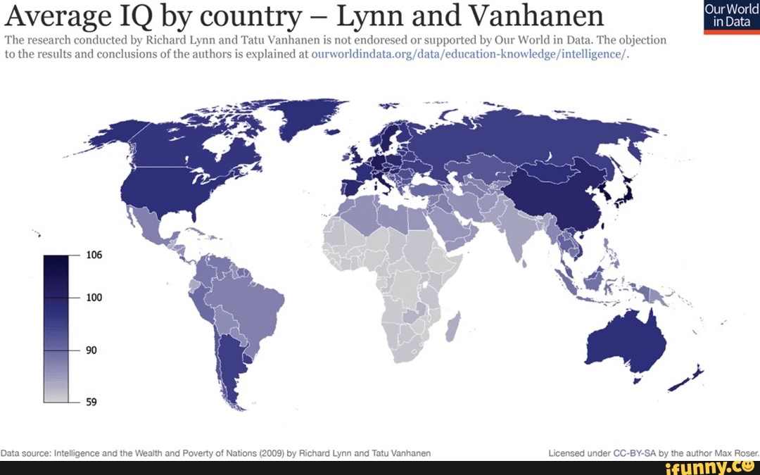 Average Iq By Country Lynn And Vanhanen H Conducted By Richard Lynn And